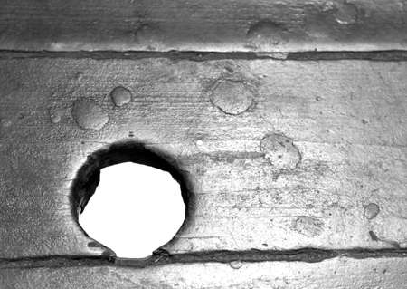 wood Board with a circular hole in the Middleの写真素材