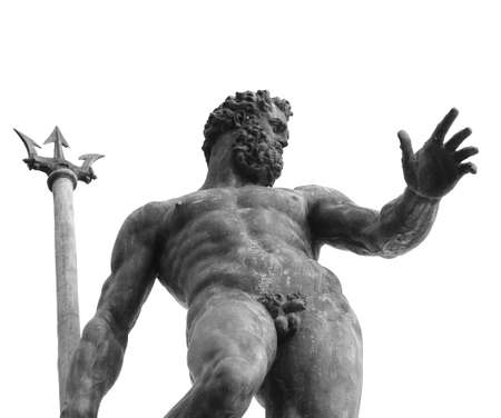 Bologna, Italy, statue of Neptune nude with Tridentの写真素材