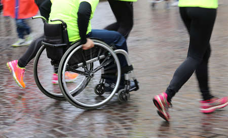 disabled athlete with the wheelchair during a competitionの写真素材