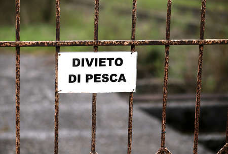 prohibition of fishing in an area in Italy with written in Italianの写真素材