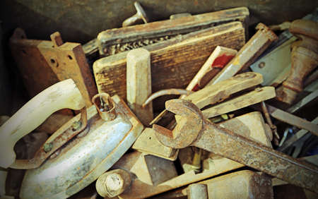 collection of old tools rust for sale by Junkmanの写真素材