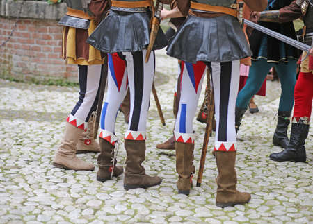 medieval reenactment with costumed characters and ancient clothesの写真素材