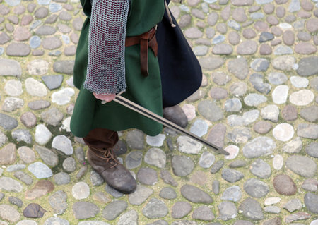 medieval reenactment with costumed characters and ancient clothesの写真素材