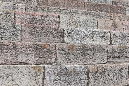 detail of the ancient limestone steps of Roman Arena di Verona in Italyの写真素材