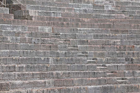 detail of the ancient limestone steps of Roman Arena di Verona in Italyの写真素材