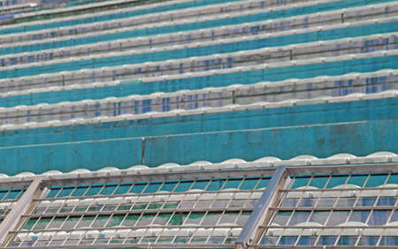 empty  stands of the stadium of football without the peopleの写真素材