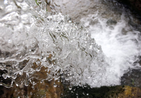 abundant fresh water jet of a waterfall