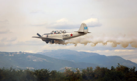 Thiene, Vicenza - Italy. 26th July, 2015: smoke from the plane during the show