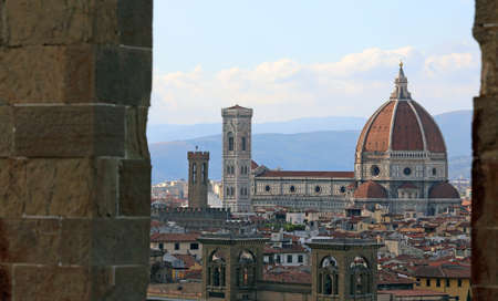 Panorama of the city of FLORENCE in Italy with the great dome of the Cathedralのeditorial素材