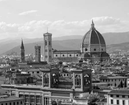 Panorama of the city of FLORENCE in Italy with the great dome of the Cathedralの写真素材