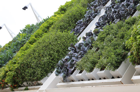 Milan, Italy - 8th September, 2015. International Exposition EXPO MILANO 2015. Detail of USA Pavilion with vertical gardenのeditorial素材