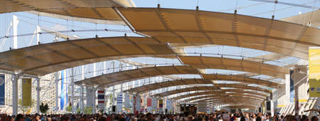 Milan, Italy - 8th September, 2015. International Exposition EXPO MILANO 2015. Main street called Decumano with peopleのeditorial素材