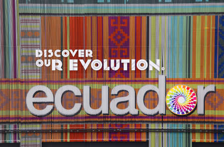 Milan, Italy - 8th September, 2015. International Exposition EXPO MILANO 2015. Detail of Ecuador Pavilionのeditorial素材