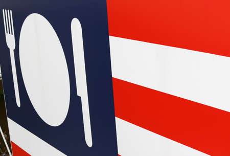 Milan, Italy - 8th September, 2015. International Exposition EXPO MILANO 2015. Detail of the USA Pavilion with logoのeditorial素材