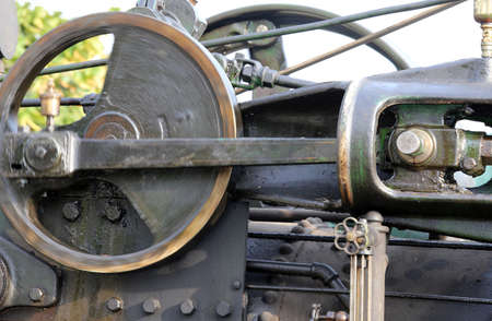details of the gears of an old steam locomotiveの写真素材