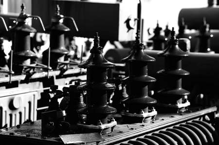 black transformers of electricity used in the storage power plantの写真素材