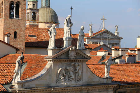 ancient Saint Vincent Church in the historic city of Vicenza in Italy from basilica palladianの写真素材