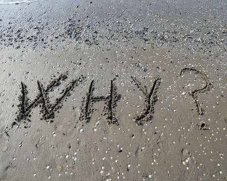 Great WHY written on the sand of the seaの写真素材
