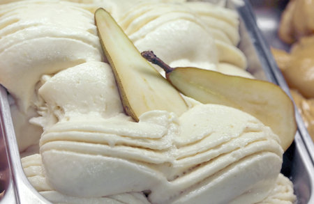 trays of ice cream to fruit with PEAR taste at the ice cream shopの写真素材