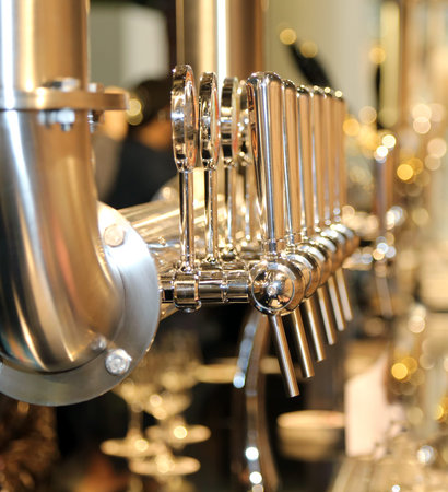 Draught beer fonts at the european bar