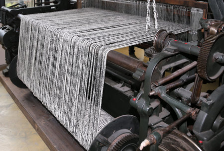 old last century loom in the textile industry  for the production of woolen blankets