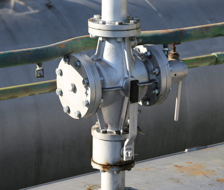 huge valve for closing and opening supply gas of the industrial plant conduct of a company...