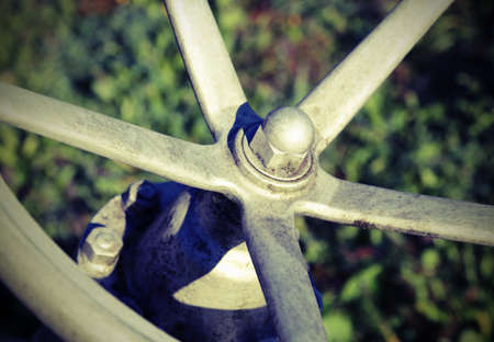 detail of big valve for shutting off the pipe with swivel maneuver to a circular shape for the plant management multiutilities companyの写真素材