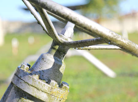 large gate valve in the plant irrigation of cultivated fieldsの写真素材