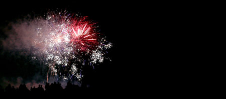 show with large colorful fireworks in the dark sky