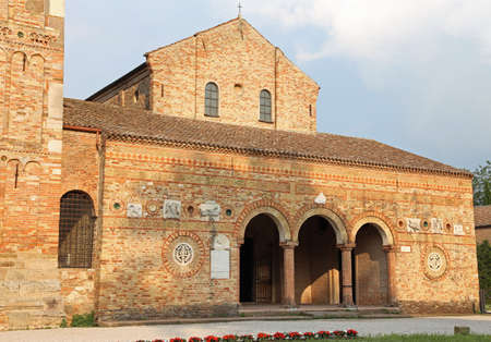 ancient Abbey of Pomposa historic building in the Po Valley near Ferrara in Italyのeditorial素材