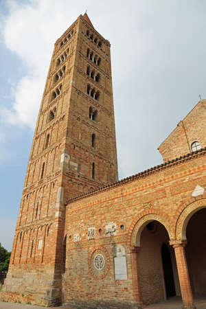 ancient bell tower of Pomposa Abbey an historical building in Italyのeditorial素材