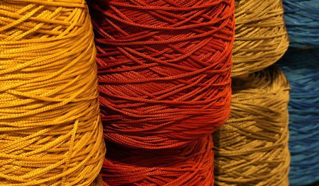 skeins of colored threads for sale in the haberdashery