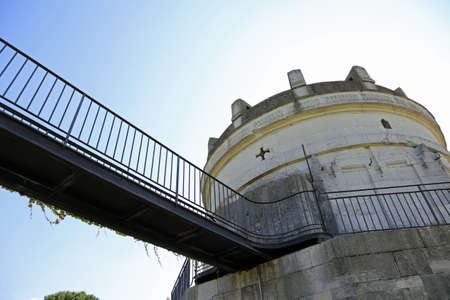 suspension bridge to visit the famous Mausoleum of Theodoric in the city of Ravenna in Central Italyのeditorial素材