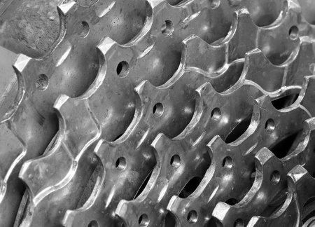 detail of a cogset also called cluster of a racing sports bike with many speed