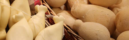 pieces of cheese called caciocavallo typical food of Italyの写真素材