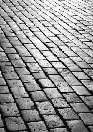 huge floor with rectangular tiles of the town square of the european cityの写真素材
