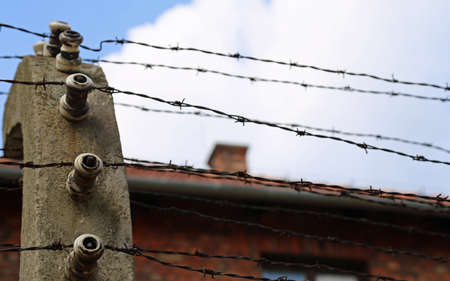barbed wire and the prison in european concentration campの写真素材
