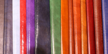 vast assortment of leather and imitation leather colored in the fashion store