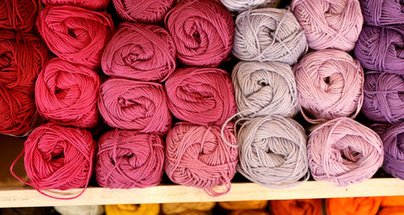 lots of soft wool for sale balls in italian fabric store