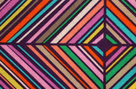 colorful fabrics with oblique lines motives and diamonds for sale