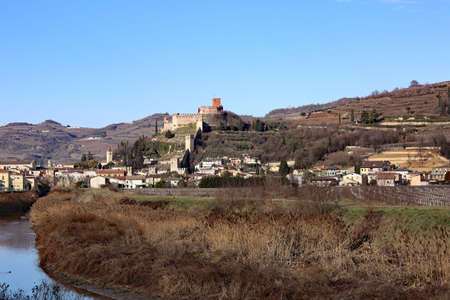 Ancient Castle Soave ancient medieval prison in the Province of Verona in Italyのeditorial素材