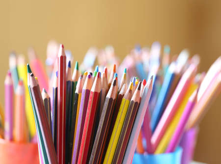 colored pencils in a school for childrenの写真素材