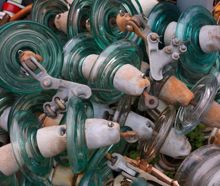ceramic industrial insulators a refuse collection centreの写真素材