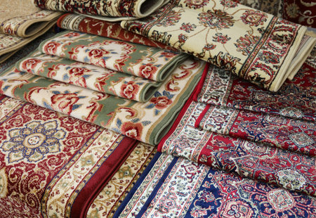 heap of many of various origin and quality carpets