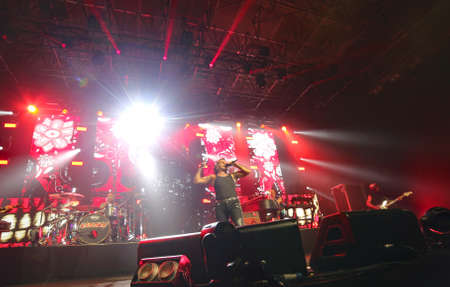 Padua Padova, PD, Italy - March 29, 2017: Litfiba Italian Rock Band on the stage during the live concert at Padua in Italyのeditorial素材