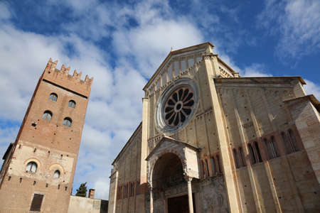 Ancient Basilica of San Zeno in Verona in Northern Italy in the Romanesque styleの写真素材
