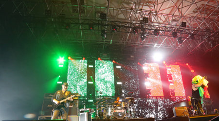 Padua Padova, PD, Italy - March 29, 2017: Litfiba Italian Rock Band on the stage during the live...