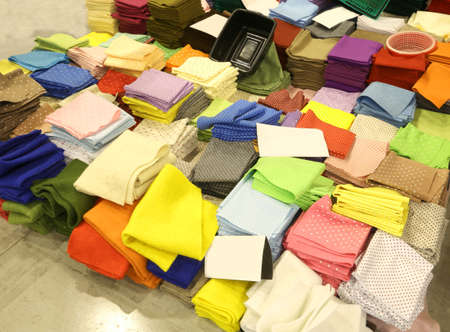 many pieces of fabric and felt for sale at wholesale in the haberdashery shopの写真素材
