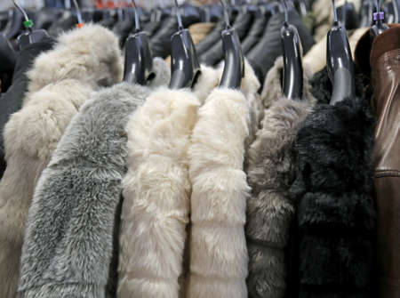 Selling furs for women used in the alfresco flea marketの写真素材