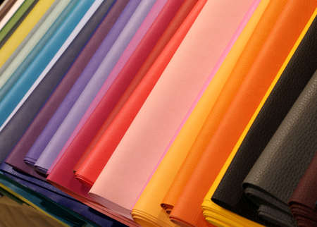 colorful background of leather for processing fashion accessoriesの写真素材